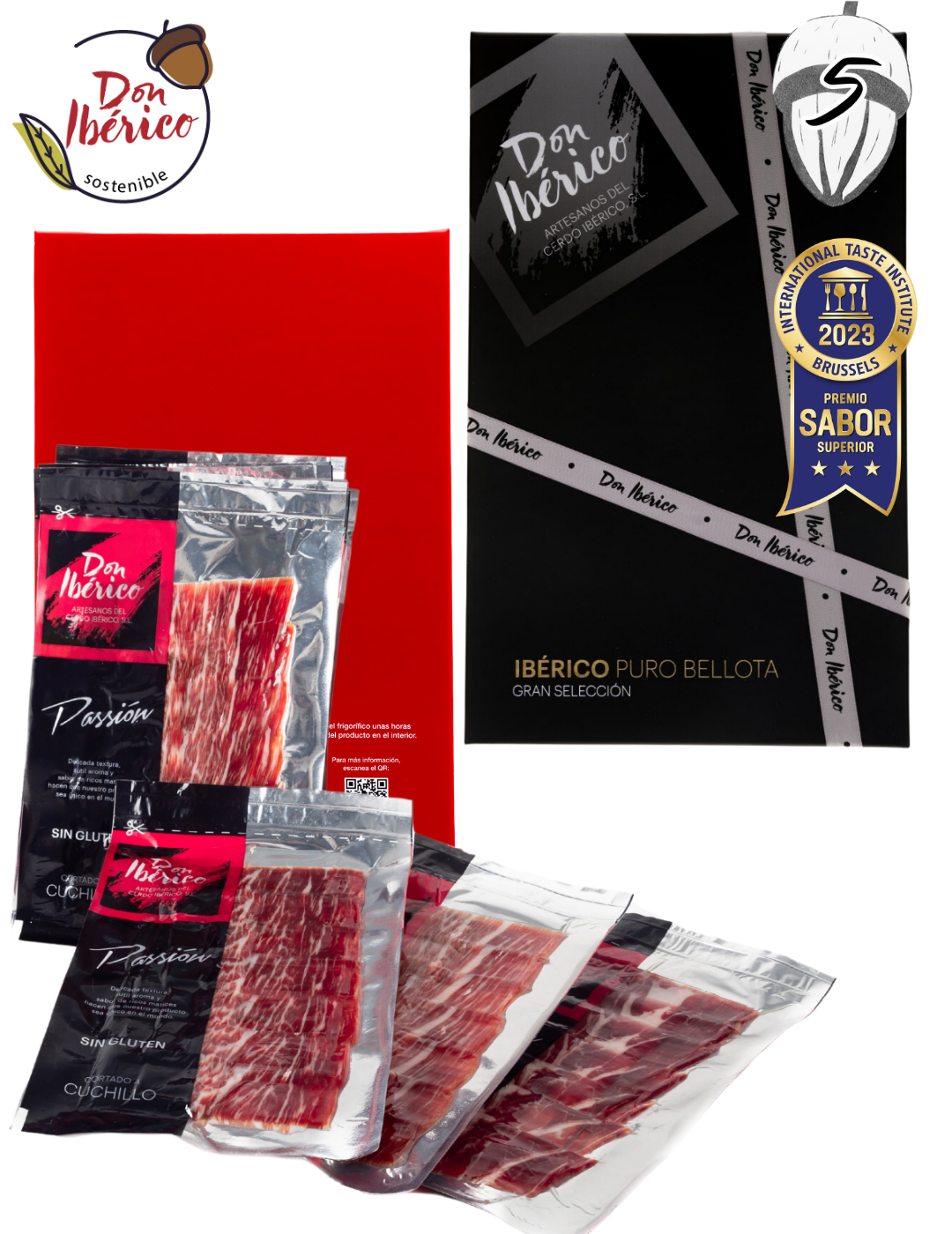 Geschenkbox mit 5 Umschlägen mit messergeschnittenem Schinken oder Vorderschinken