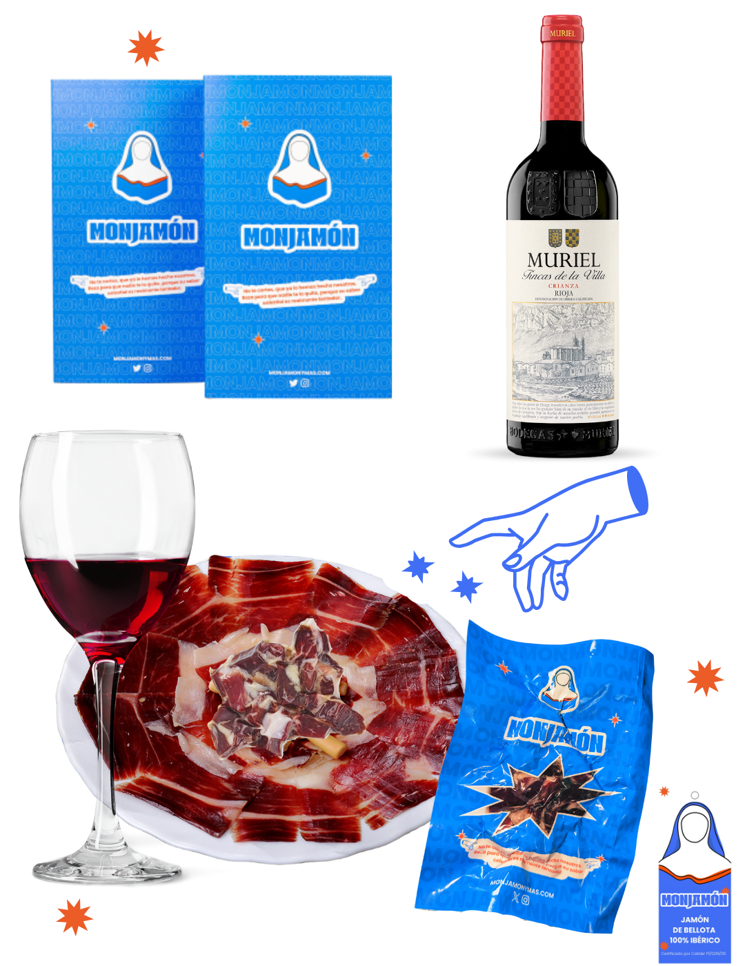 (Pack No te cortes) - Jamón de Bellota 100% Ibérico + Vino Rioja